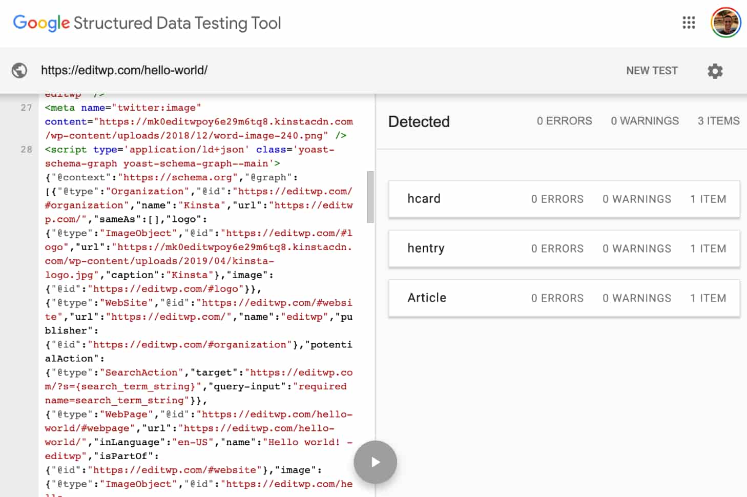 ابزار google structured data testing tool