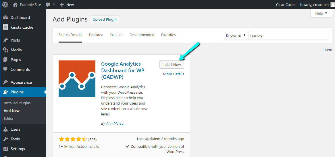 نصب افزونه Google Analytics Dashboard for WP