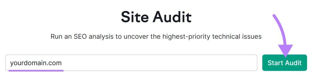 تصویر نوار جستجوی ابزار Site Audit