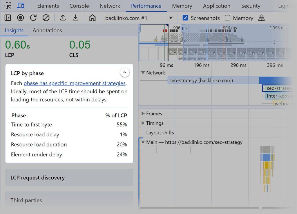 تب Performance در Chrome DevTools